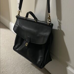 Coach Black Leather Satchel with Gold Hardware